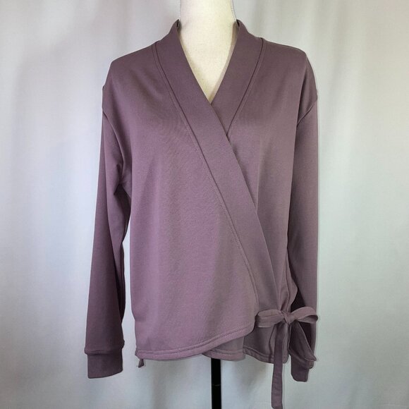 Athleta Tops - Athleta Wrap Sweatshirt M Retroterry or Pranayan Heather Purple Long Sleeves